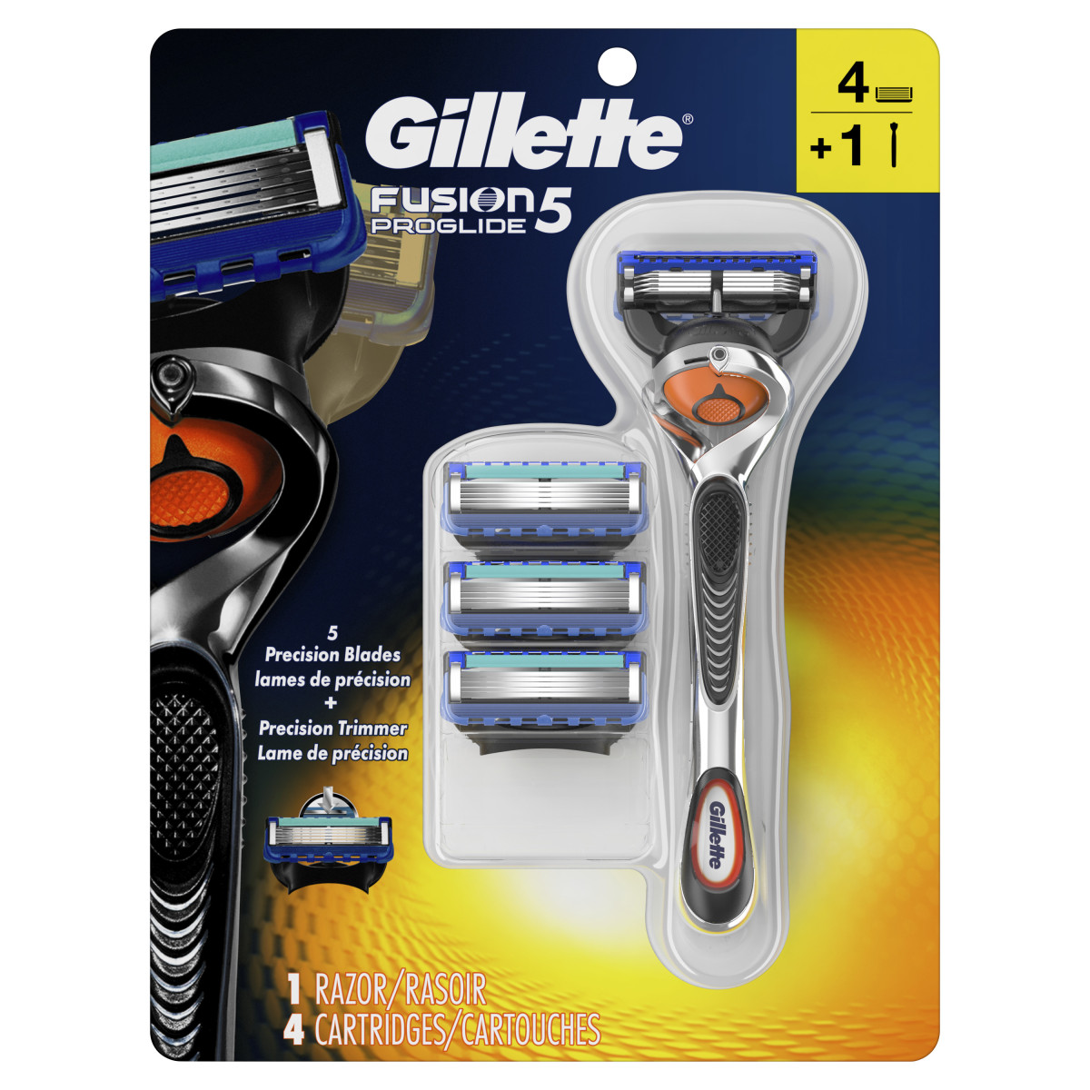 Gillette fusion proglide strojek a náhradní hlavice (4 kusy)