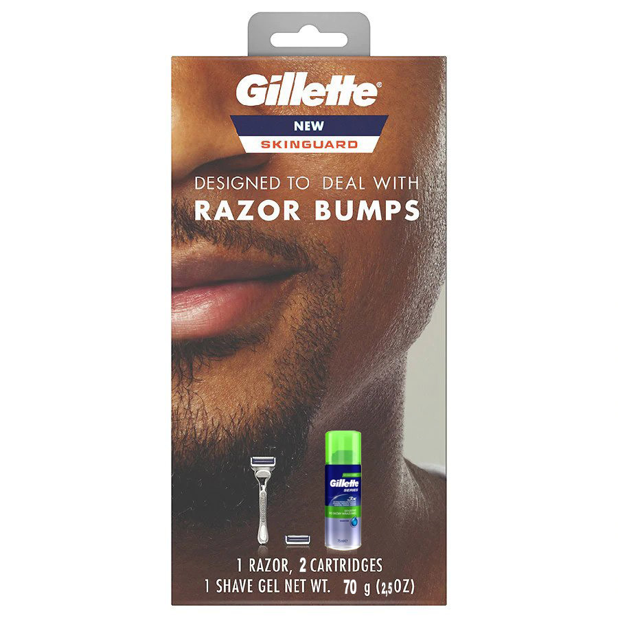 Gillette fusion skinguard strojek s náhradní hlavicí 2ks a gel