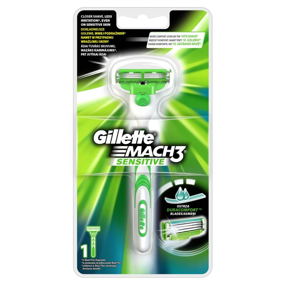 Gillette mach3 sensitive strojek a 1 hlavice