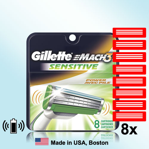 Gillette mach3 sensitive žiletky 8ks náhradní břity
