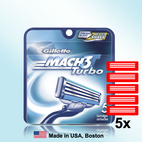 Gillette mach3 turbo náhradní pánské žiletky hlavice (5 ks v balení)