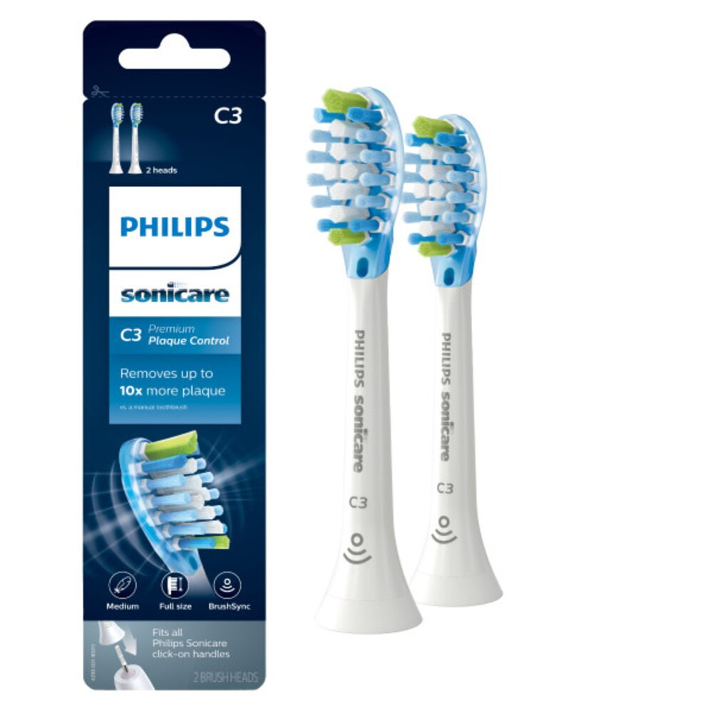 Philips sonicare c3 premium plaque control náhradní hlavice hx9042/65, 2 ks, bílá
