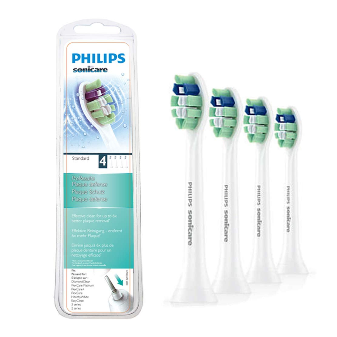 Philips sonicare standard plaque defense náhradní hlavice hx9023, 4 ks, bílé