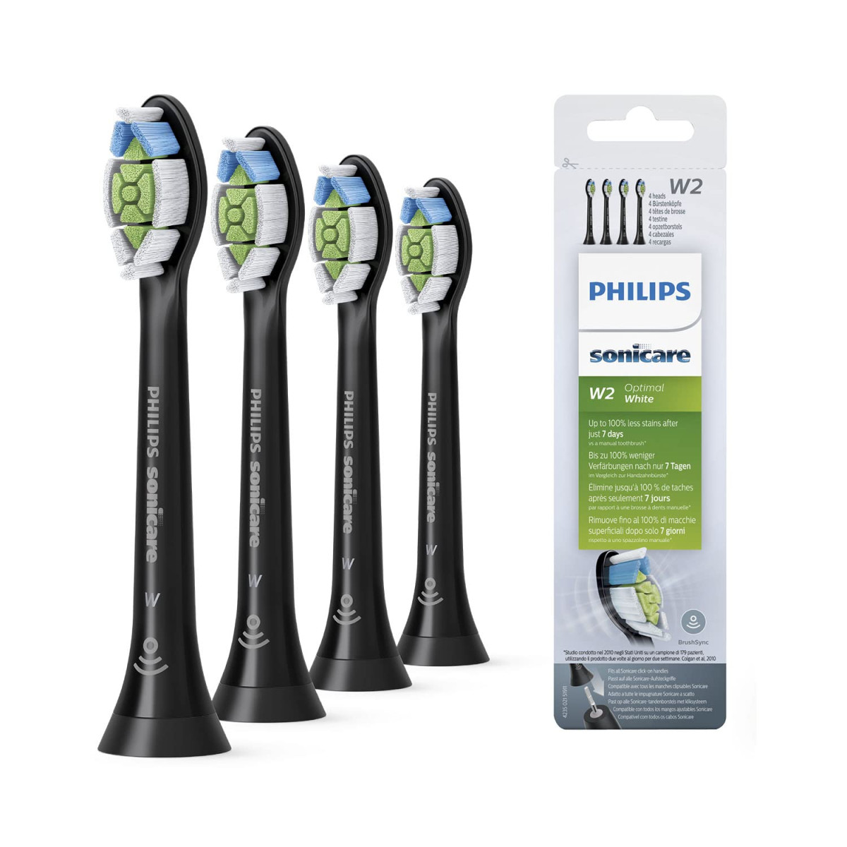 Philips sonicare w2 diamond clean w2 optimal white hx6064 náhradní hlavice, 4 ks, černé